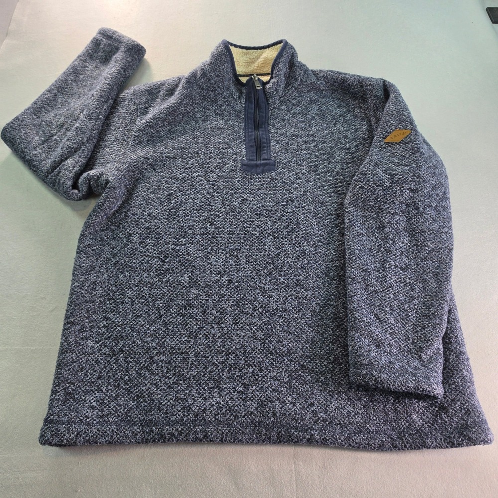 Orvis Brighton Sherpa Lined Quarter Zip Pullover Mens L Blue Marled Fleece